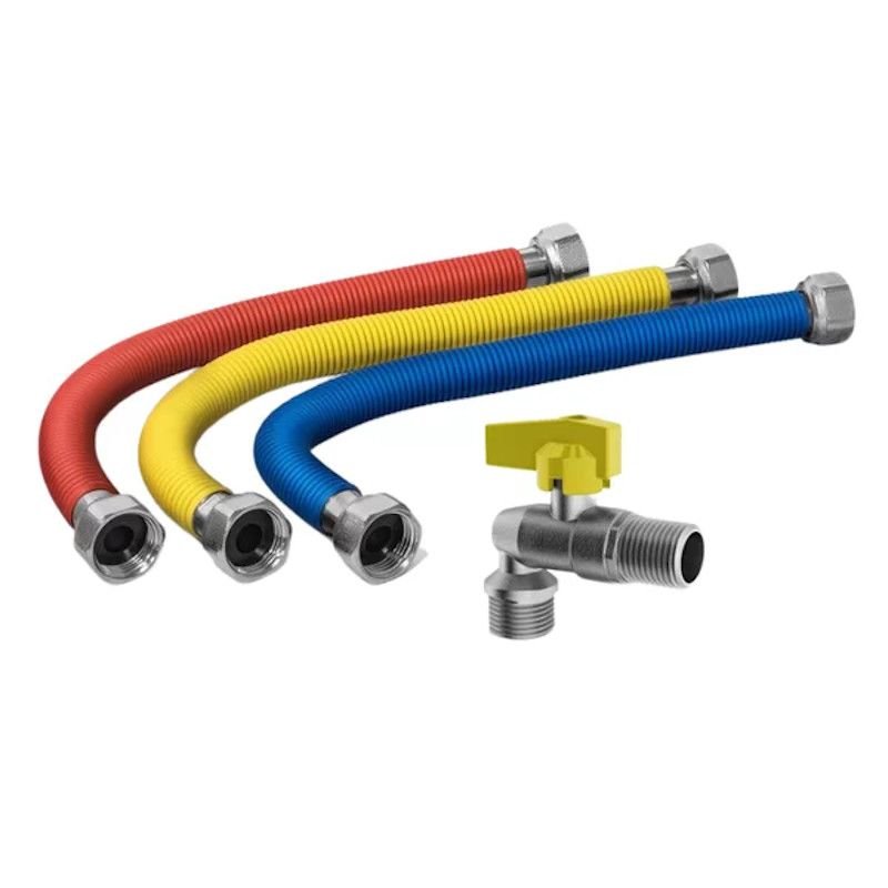 Kit Instalação Aquecedor Gas Flex Aço Inox Completo Censi