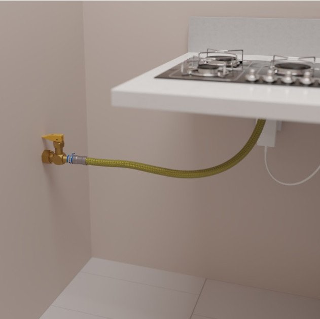 kit instalação gás Flexível 1,20 mt Cooktop Fogão completo