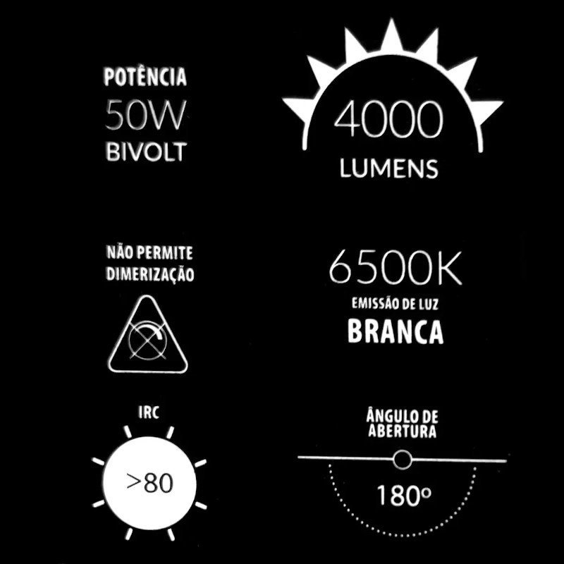 Lâmpada LED 50W Alta Potência Soquete E27 6500k avant