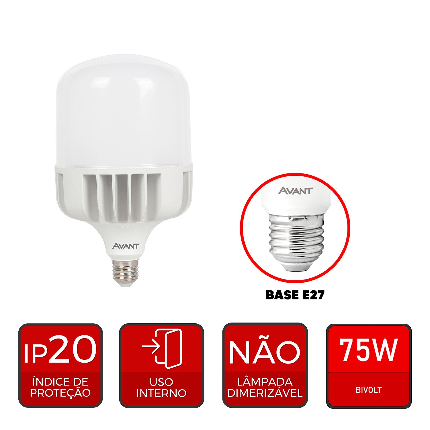 Lâmpada LED 75W Alta Potência Soquete E27 6500k avant