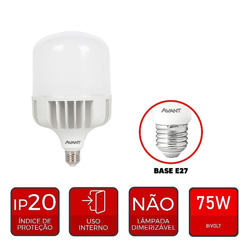 Lâmpada Led 75w Bocal E27 6500k Luz Branca High Power Avant