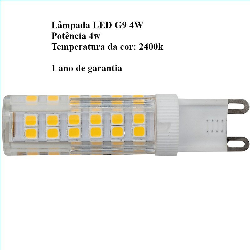 Lâmpada LED G9 halopin 4W 220V 2.400K Lustres e arandelas
