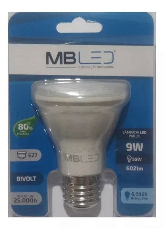 LAMPADA LED PAR 20 9w Branco Frio 6000k bivolt Bocal E27
