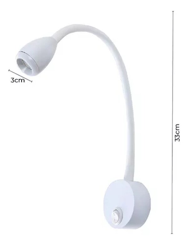 Luminária Arandela Led Flexível Parede BETT 3w 3000k Branco