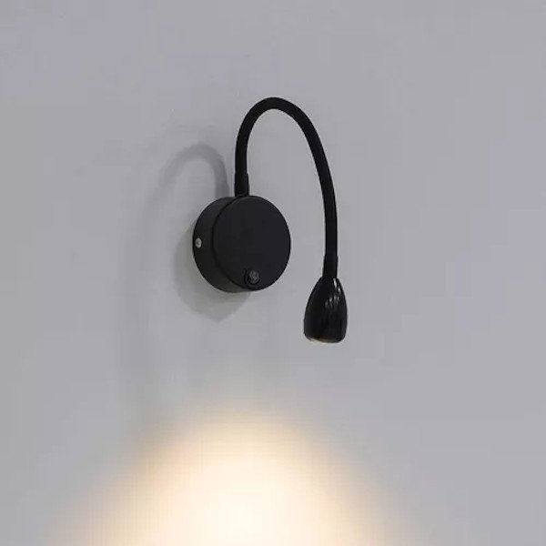 Luminária Arandela Led Flexível Parede BETT 3w 3000k Preto