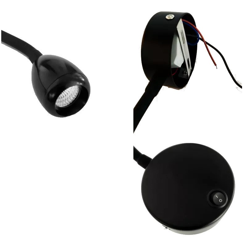 Luminária Arandela Led Flexível Parede BETT 3w 3000k Preto