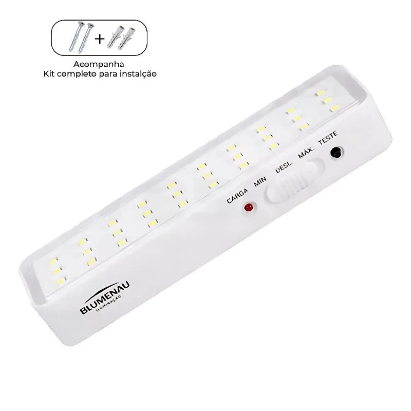 Luminária Emergência 30 LEDs 1W 100lm 100-240V blumenau