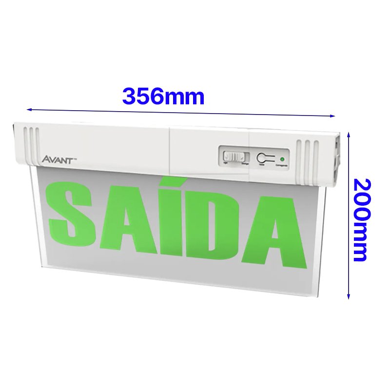 Luminária Emergência Saída Verde Face Única bivolt Avant