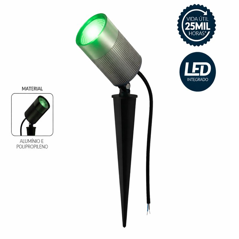 Luminária Espeto Led Jardim 10w luz Verde Bivolt Avant pc
