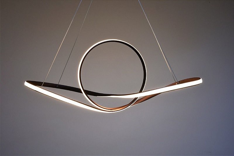 Luminária Led Pendente Design Ambiente Moderno 48w Marrom
