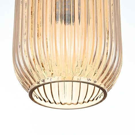Luminária Lustre Pendente Canne Lon E27 Ouro Champagne