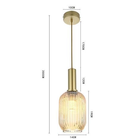 Luminária Lustre Pendente Canne Lon E27 Ouro Champagne