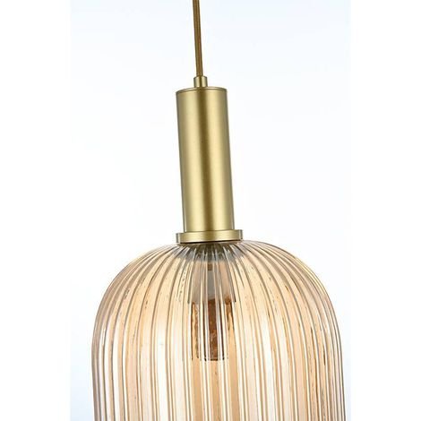 Luminária Lustre Pendente Canne Vis E27 Ouro Champagne