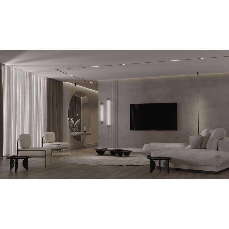 Luminária Lustre Pendente Led Dunn 50cm 3w 3000k Pt Metal