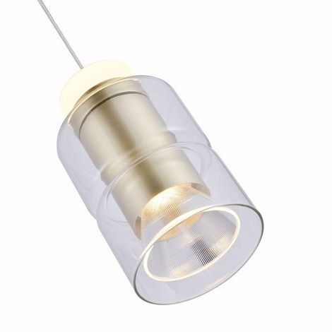Luminária Lustre Pendente Led Roz 2*5w 3000k Dourada Bivolt