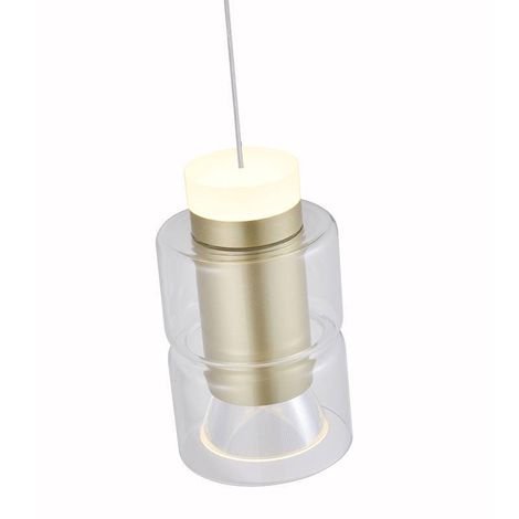 Luminária Lustre Pendente Led Roz 2*5w 3000k Dourada Bivolt