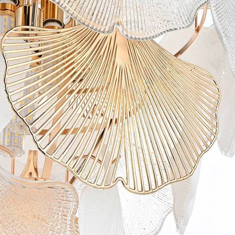 Luminária Lustre Pendente Musche 60CM 18XE14 Ouro Brilho