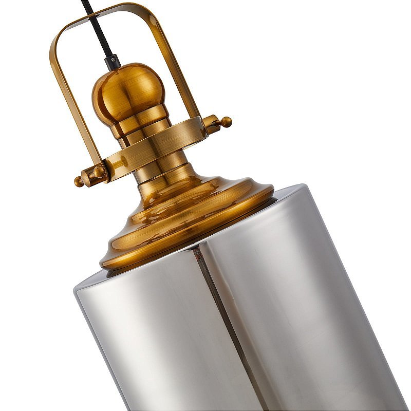 Luminária Pendente Lustre Metal Vidro Tion VAS Ouro Fume