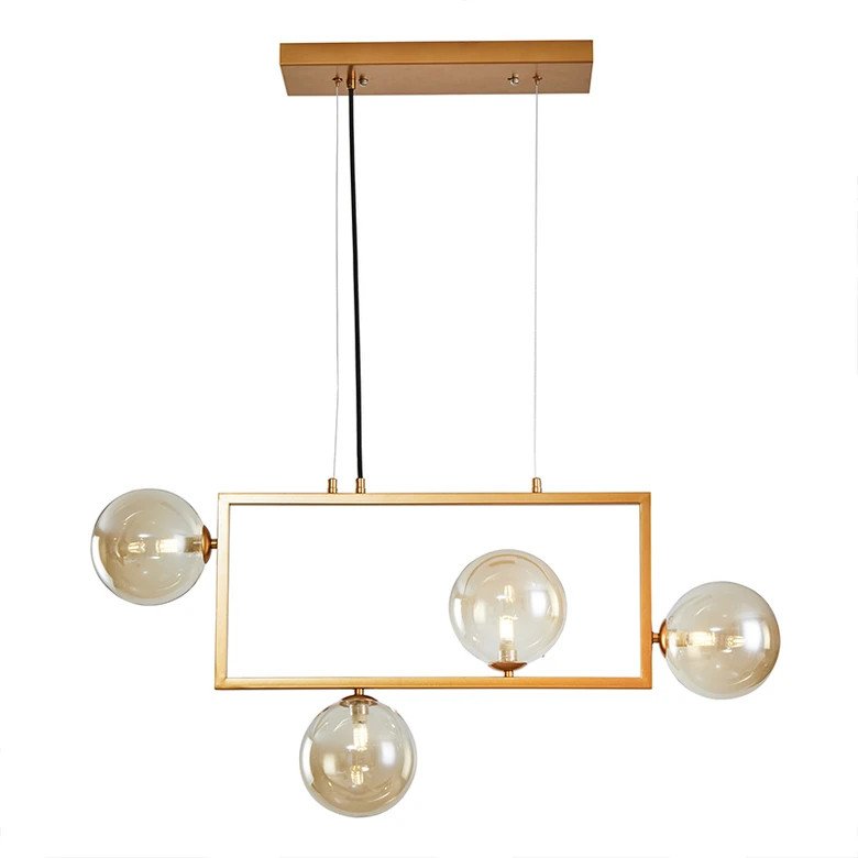 Luminaria Pendente Modular Jabuticaba G9 Dourado c\ Ambar