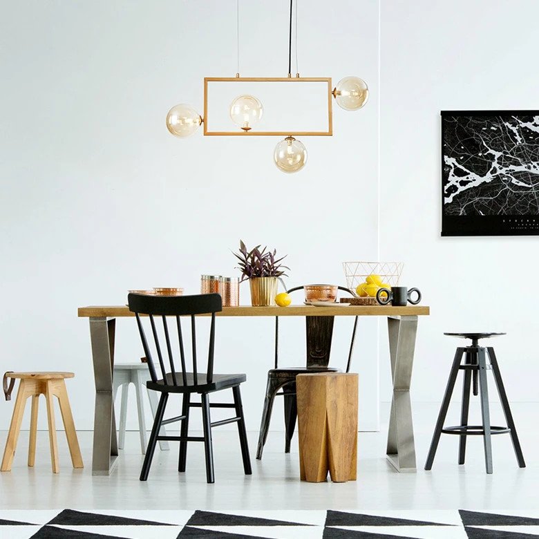 Luminaria Pendente Modular Jabuticaba G9 Dourado c\ Ambar