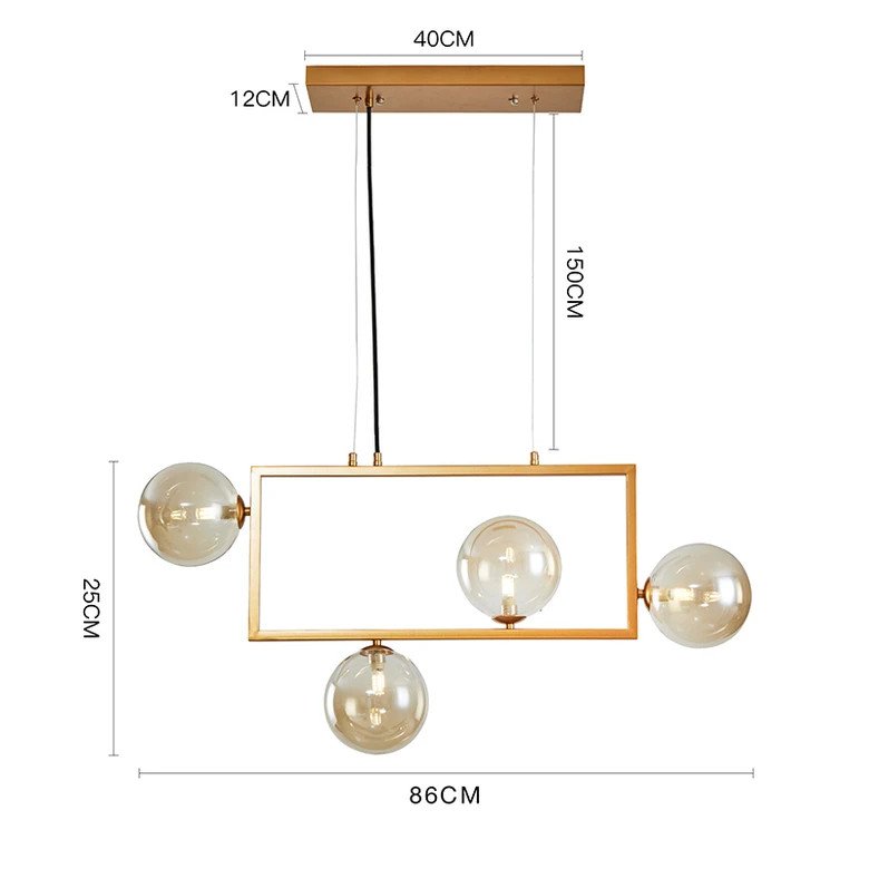 Luminaria Pendente Modular Jabuticaba G9 Dourado c\ Ambar