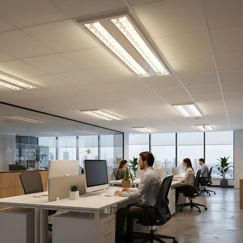 LUMINARIA TETO EMBUTIR PARABOLICA 2 TUBO T5 2 X 14W BIVOLT