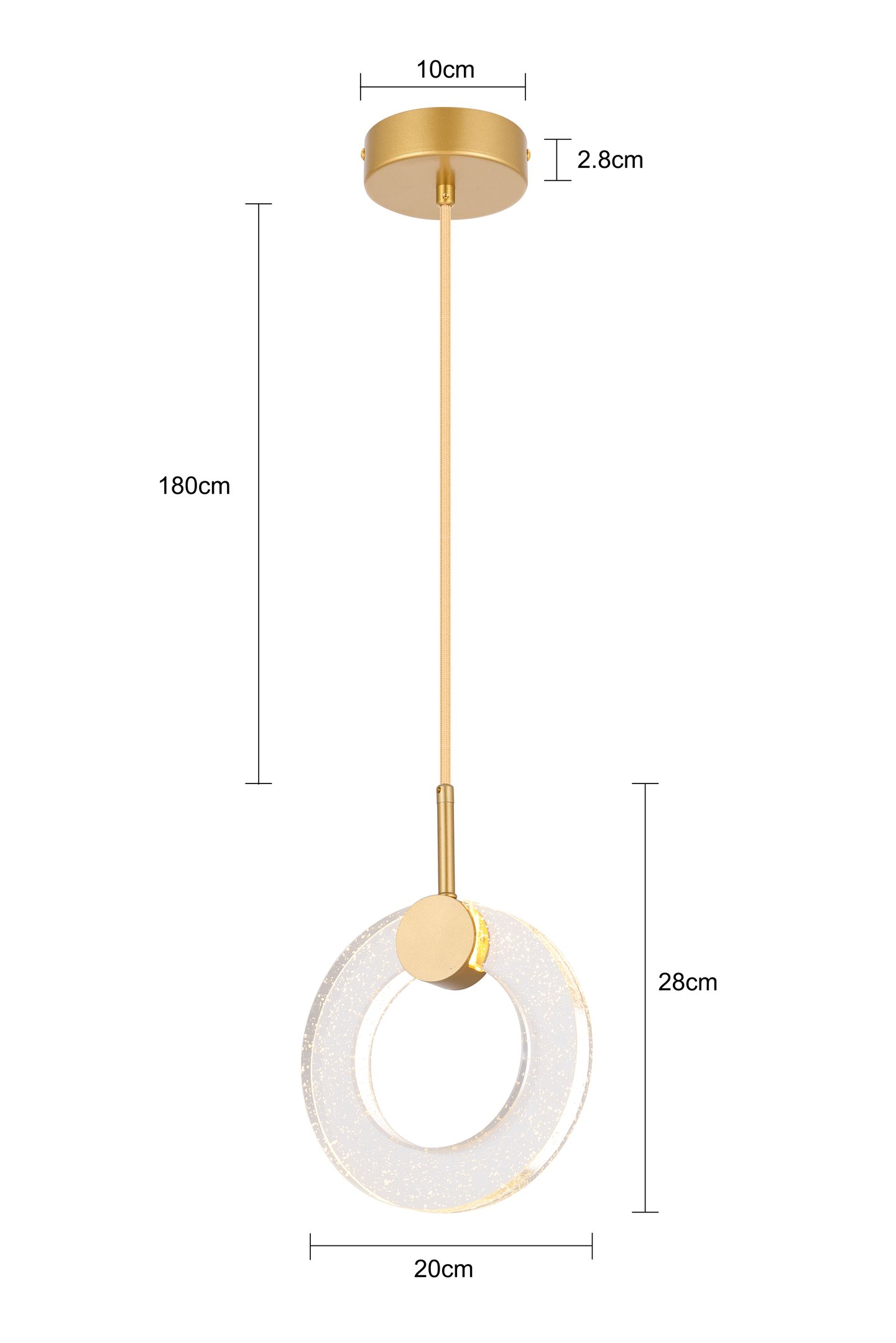 Lustre Pendente LED Akya Redondo 3000K 11W Bivolt Ouro Fosco
