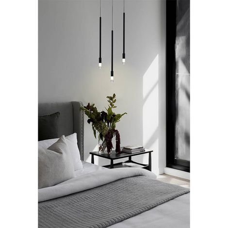 lustre Pendente LED Nima 3000K 3W 50cm Preto Bivolt Vidro