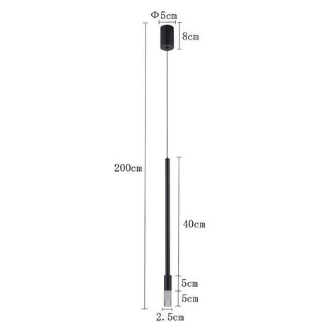 lustre Pendente LED Nima 3000K 3W 50cm Preto Bivolt Vidro