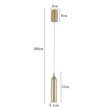 Lustre Pendente LED Wisi 3000K 5W Bivolt Metal Dourado Fosco