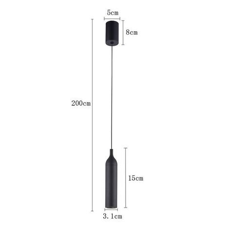 Lustre Pendente LED Wisi 3000K 5W Bivolt Metal Preto Fosco