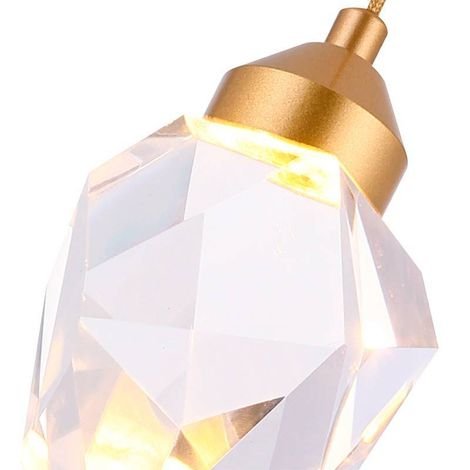 Lustre Pendente MYA Vidro Aluminio 3W 3000k Dourado Bivolt