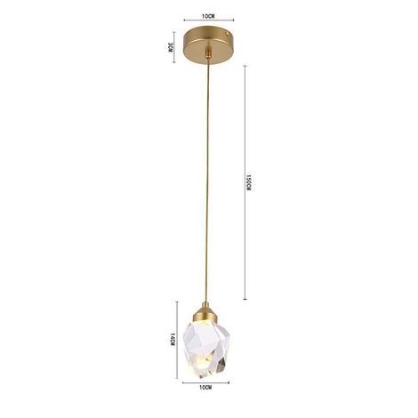 Lustre Pendente MYA Vidro Aluminio 3W 3000k Dourado Bivolt