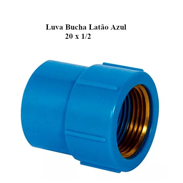 Luva Azul Soldável x Rosca c\ Bucha Latão 20 x 1/2 shiva