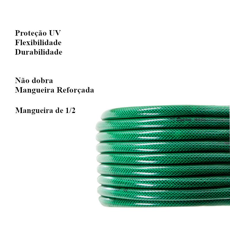 Mangueira jardim Reforçada Flex 1/2 30mt kit Esguicho Cortag