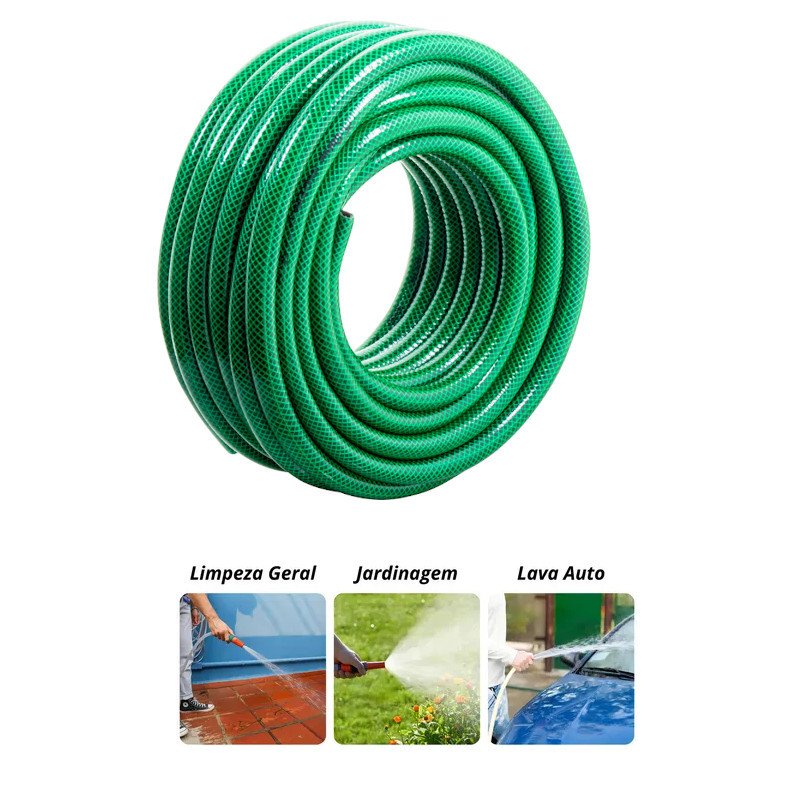 Mangueira jardim Reforçada Flex 1/2 30mt kit Esguicho Cortag