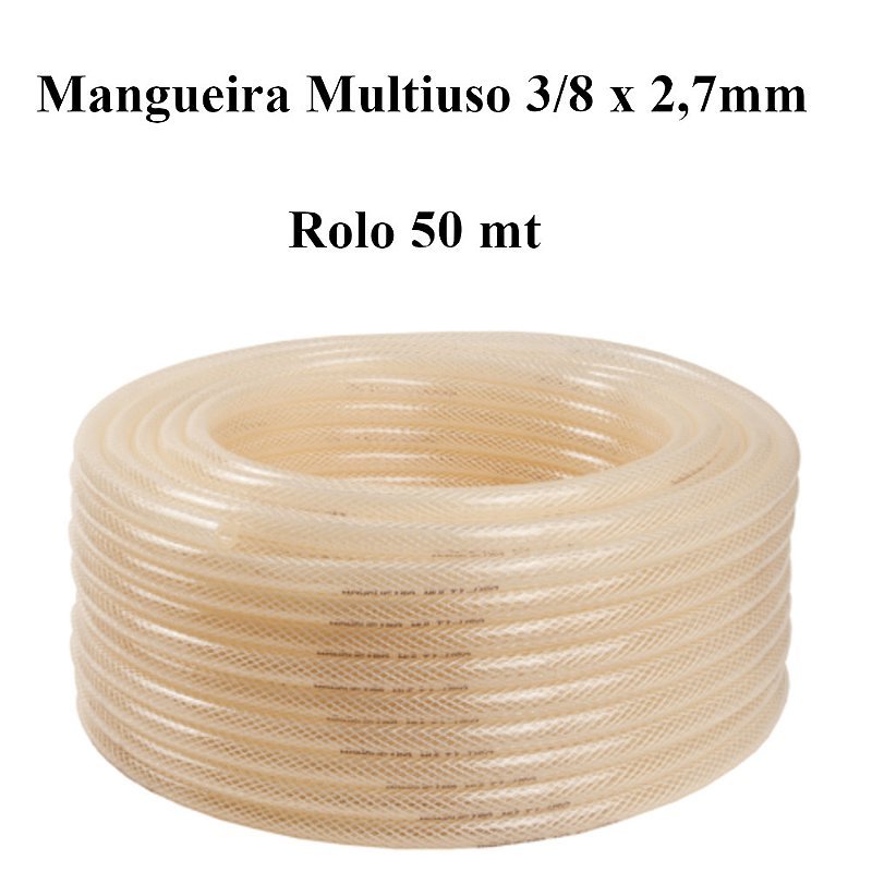 Mangueira Multiuso trançada Para Gás 3/8 2,7mm rolo 50 mt