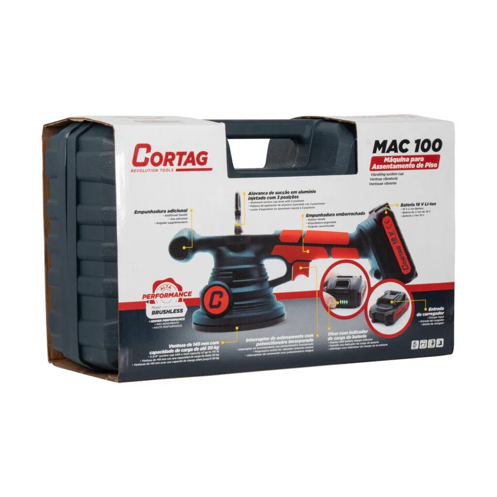 Maquina assentar piso Ventosa Vibratória MAC–100 c\ maleta