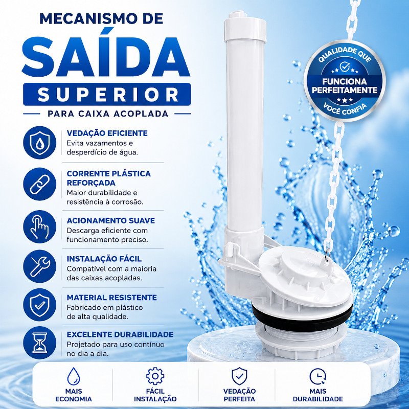 Mecanismo Saída universal superior para caixa acoplada fixo