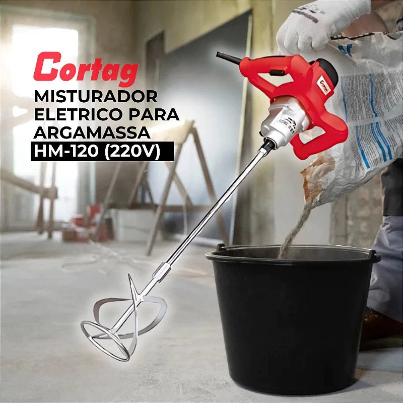 MISTURADOR ELETRICO ARGAMASSAS TINTAS HM-120 220V CORTAG