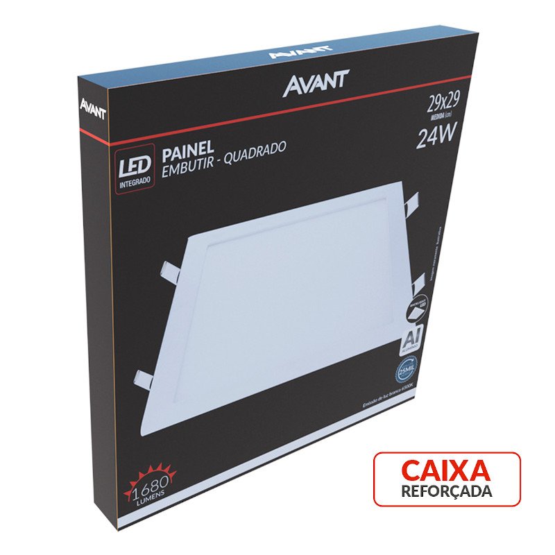 Painel LED Embutir 24w Avant Alumínio 6500K Branco Frio