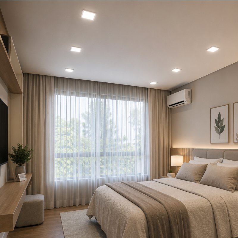 Painel Led Flat 9w Quadra 4000k Embutir Borda Infinita Avant