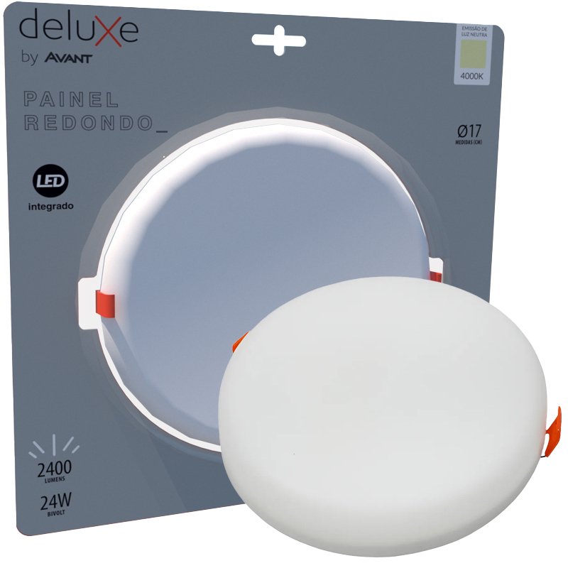 Painel Plafon LED 24w Embutir Redondo Borda Infinita 4000k