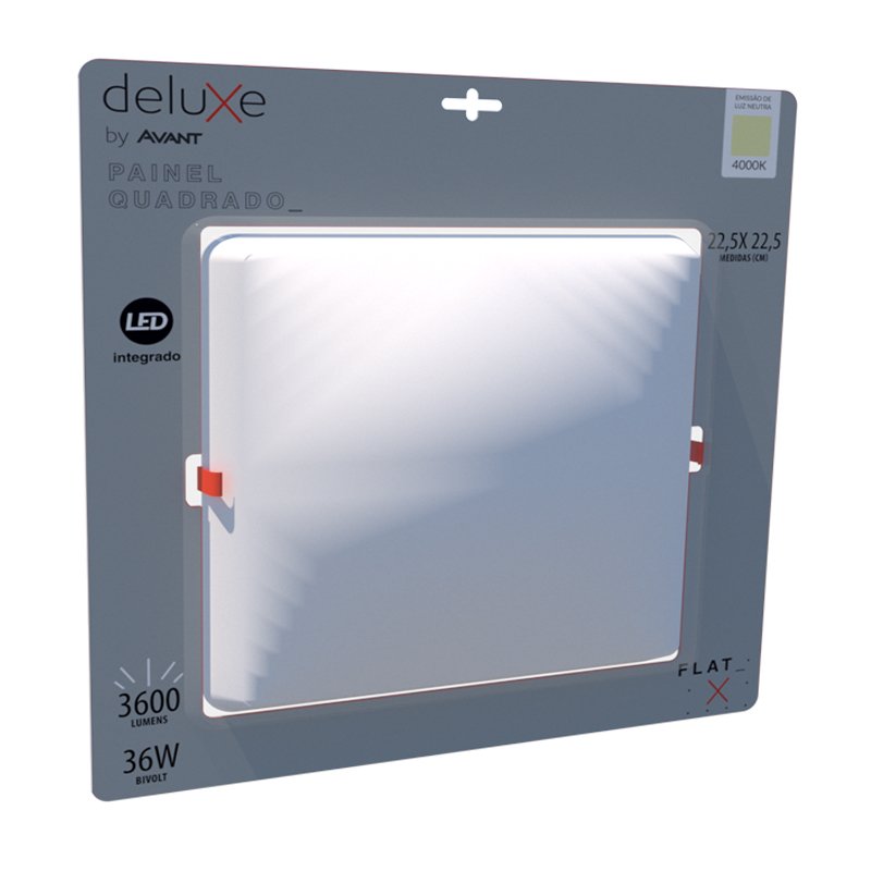 Painel Plafon LED 36w Embutir Quadrado Borda Infinita 4000k