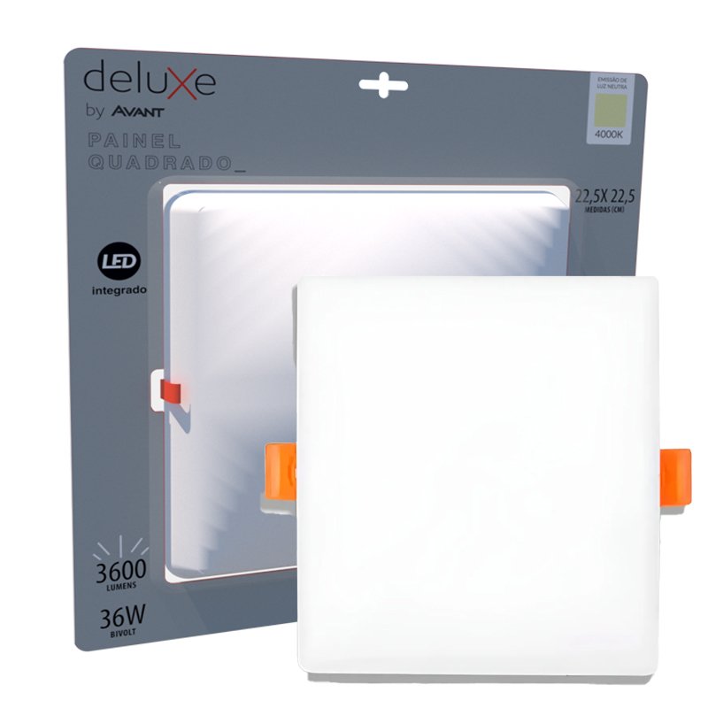 Painel Plafon LED 36w Embutir Quadrado Borda Infinita 4000k