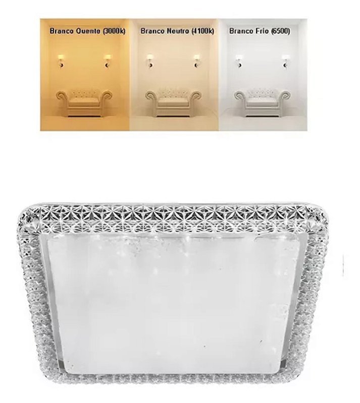 Painel Plafon Led Pontilhado Quadrado 24w Luz Ajustável