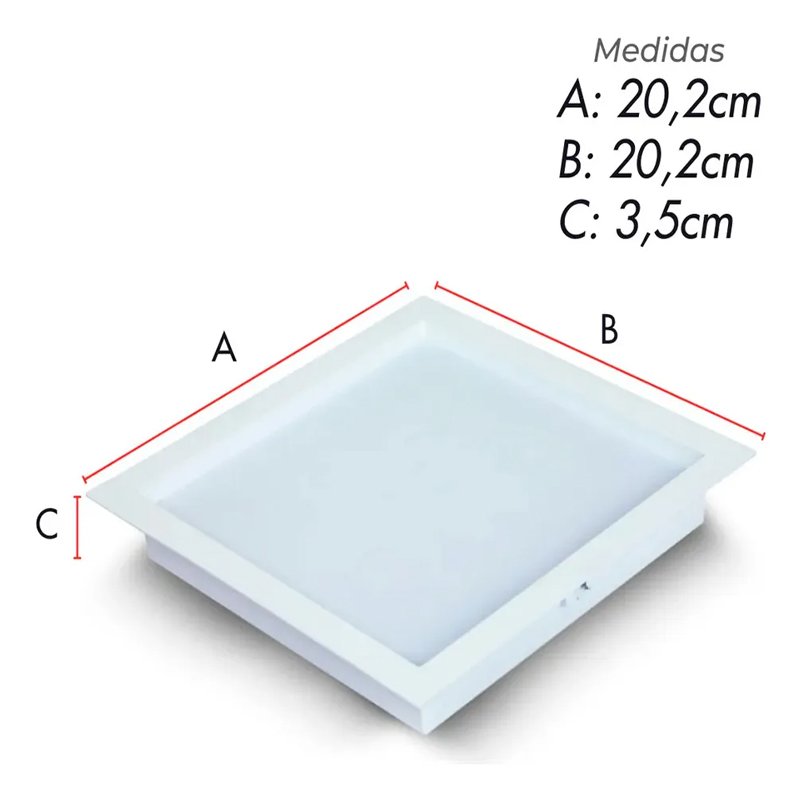 Painel Plafon Led Recuado 18w Quadrado 2700k Comfort Branco