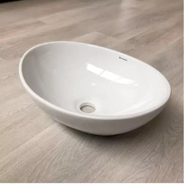 Pia Banheiro Cuba apoio Sobrepor Louça Ceramica Oval Branco