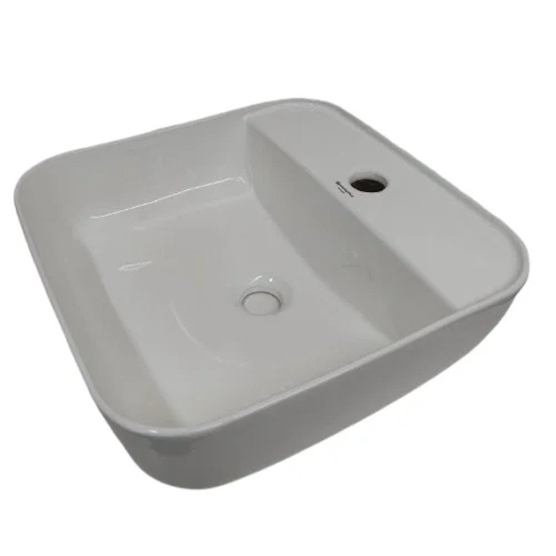 Pia Banheiro Cuba Quadrada Sobrepor c\ apoio Cerâmica 40cm 