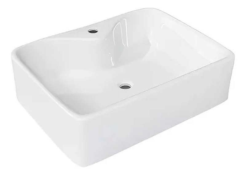 Pia Banheiro Cuba Sobrepor Louça Cerâmica Quadrada 48cm
